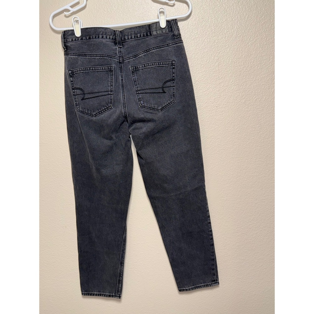 American Eagle Mom Jean Womens 4 Short Washed Black High Waisted Tapered Denim - Picture 4 of 7